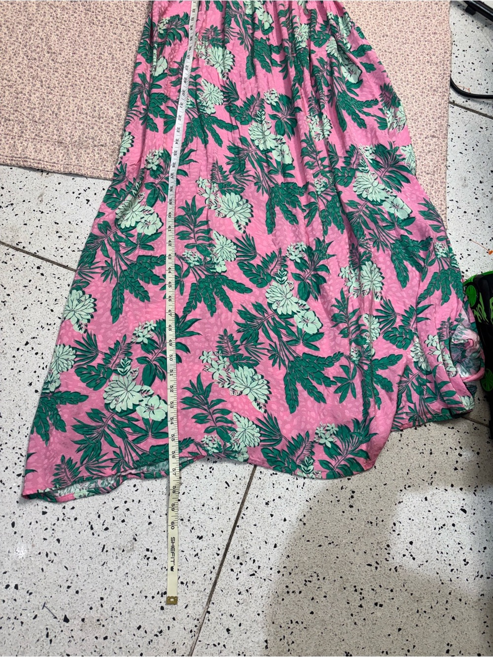LOFT Pink Maxi Dress with Green Leaf Print - Picture 7 of 7